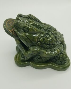 Hand-carved jade money frog toad gemstone figurine