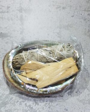 Sage and Palo Santo shell smudge clearing kit – Ethically sourced for space purification
