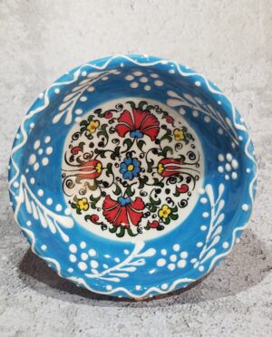 Hand-painted Turkish ceramic bowl with intricate floral design – artisan-crafted, food-safe