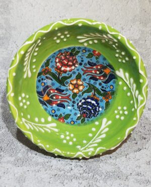 Hand-painted Turkish ceramic tapas bowl with floral pattern – artisan handmade food safe
