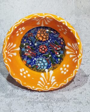 Hand-painted Turkish ceramic bowl with intricate floral design – artisan-crafted, food-safe