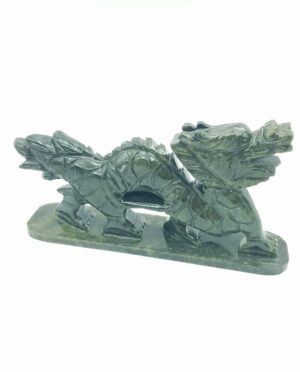 Hand-carved jade dragon gemstone figurine