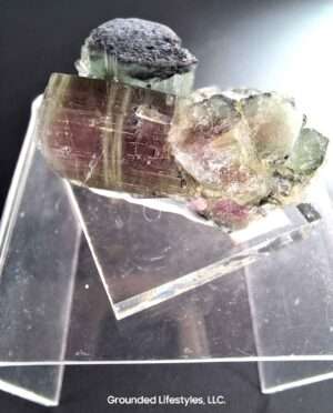 Watermelon tourmaline cluster from Brazil with pink and green zones