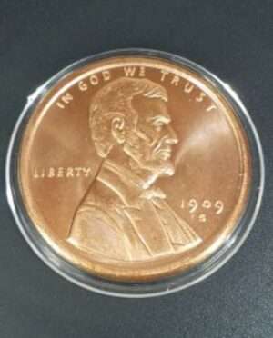 1 oz copper Lincoln wheat penny replica, larger coin-shaped bar