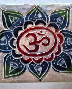 Hand-carved soapstone box with OM symbol