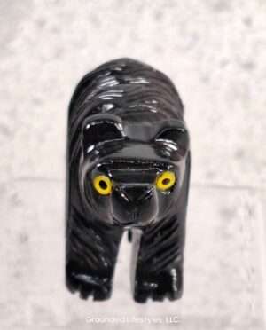 Hand-carved black onyx bear figurine