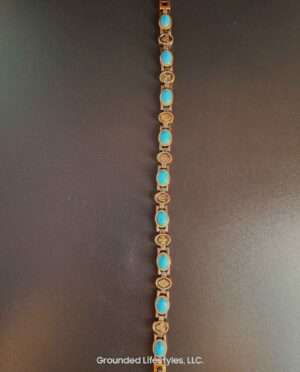 Copper Alloy inlaid with turquenite Magnetic Bracelet with 5,000 Gauss Magnets