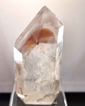 Lithium quartz point with pinkish-lavender hue