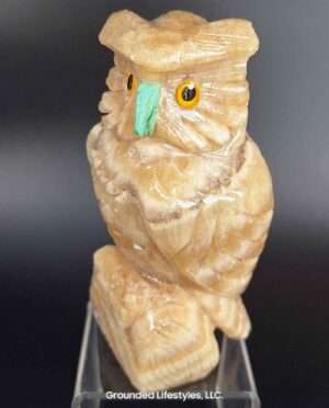 Hand-carved onyx owl large figurine from Peru