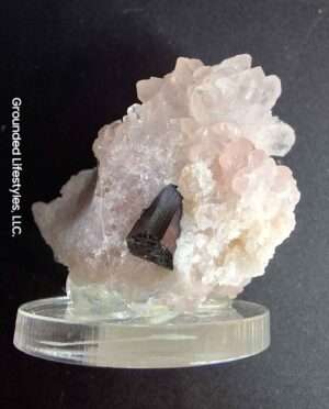 Rose quartz cluster with black tourmaline inclusions from Brazil