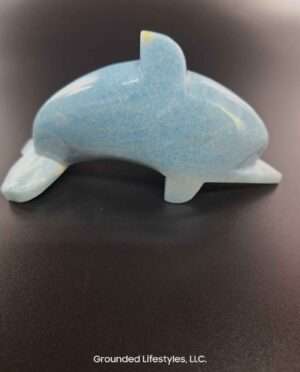 Handcrafted Trolleite dolphin sculpture from Brazil – unique crystal carving