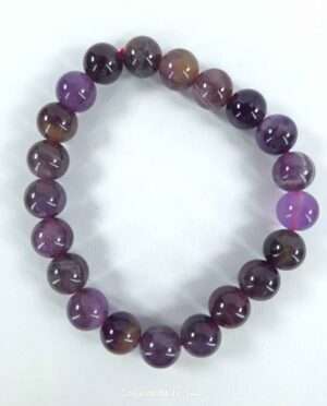 10mm amethyst bead elastic bracelet, deep purple quartz gemstone jewelry, spiritual healing and meditation accessory by Grounded Lifestyles