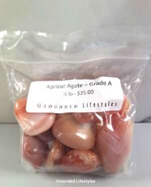 Polished Apricot Agate stones with concentric chalcedony layers