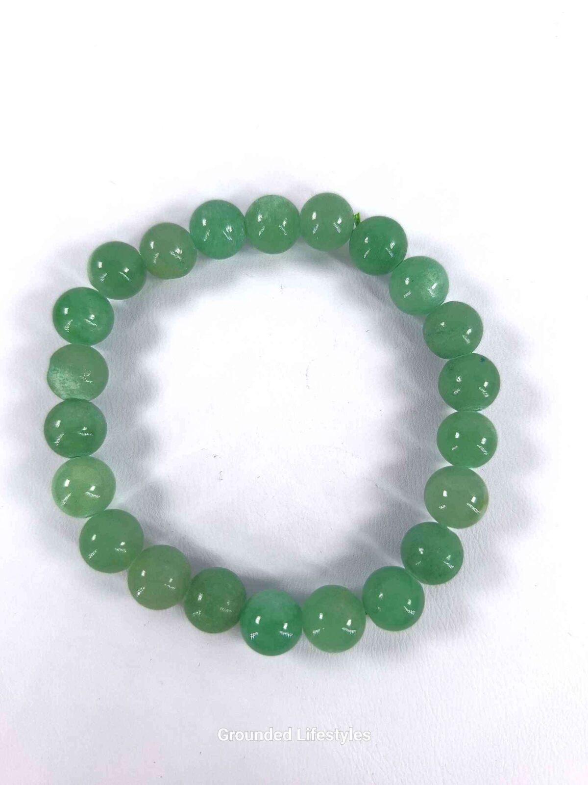 8mm green aventurine bead elastic bracelet, natural quartz variety, heart chakra jewelry, fits most wrists, by Grounded Lifestyles