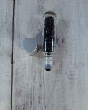 Black Obsidian essential oil roller with gemstone infusion for aromatherapy
