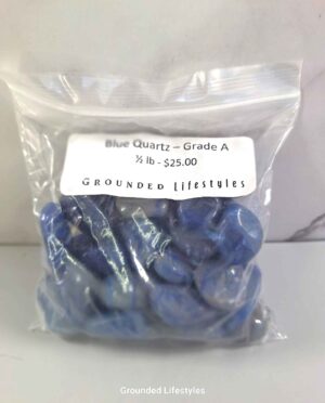 Blue Quartz half pound tumbled stones with soft blue color and subtle inclusions