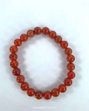 8mm carnelian bead elastic bracelet, fiery orange-red chalcedony gemstone jewelry, grounding and energizing accessory by Grounded Lifestyles
