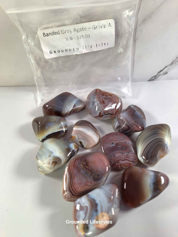 Grey Banded Agate Half Pound Tumbled Stones - Image 2
