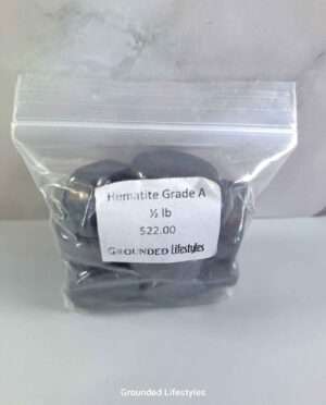 Hematite tumbled stone pack with metallic gray polished surfaces