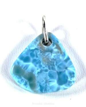 Larimar gemstone pendant set in sterling silver 925, 0.75 inch long