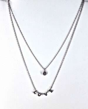 Cubic zirconia love pendant necklace with adjustable 20 inch chain, presented in gift box