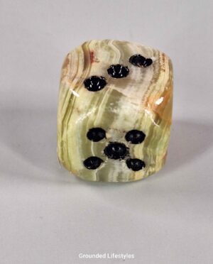 Handcrafted green banded onyx dice – 1.75 inches, polished finish