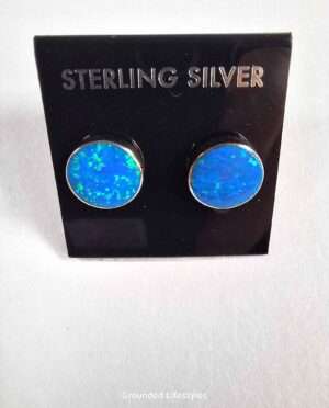 Petite 0.25 inch sterling silver opalite earrings, luminous man-made gemstone, glowing light-inspired jewelry by Grounded Lifestyles”