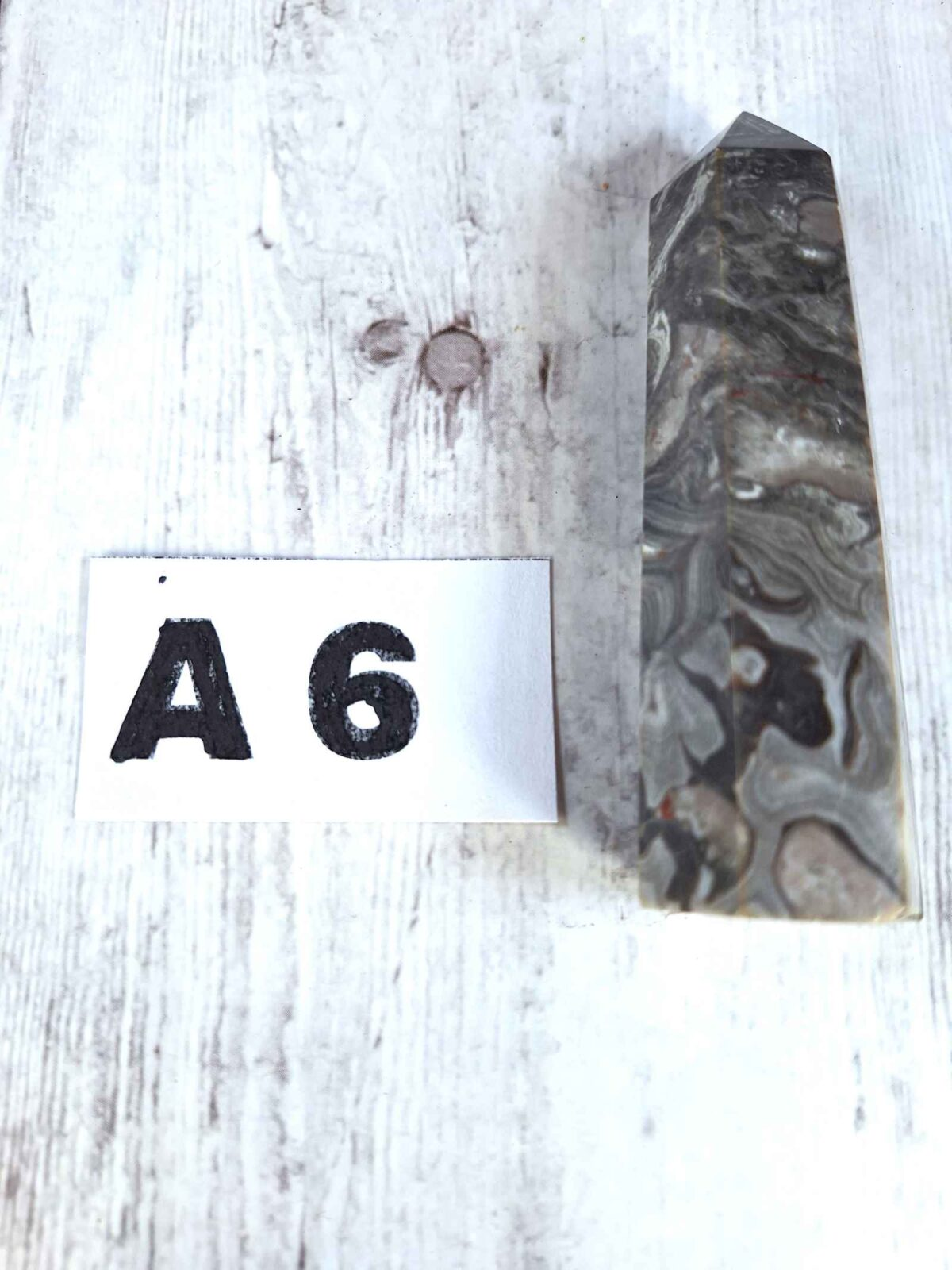 Picasso Jasper point with abstract stone patterns