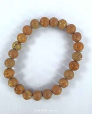 8mm picture jasper bead elastic bracelet, natural earth-tone gemstone jewelry, fits most wrist sizes, by Grounded Lifestyles