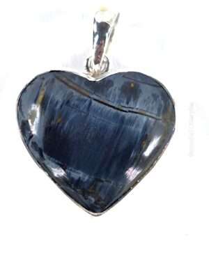 Heart-shaped pietersite pendant set in sterling silver 925, 1 inch gemstone necklace