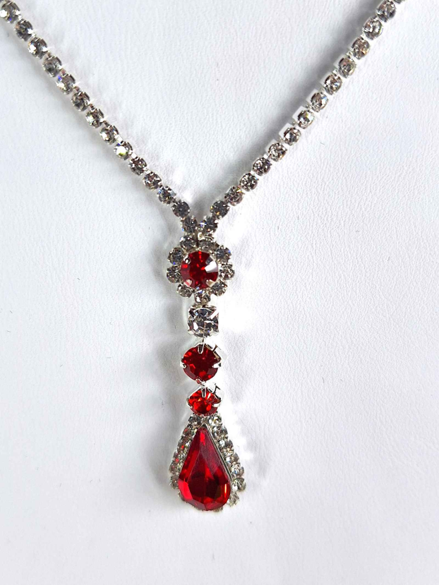 Ruby Cubic Zirconia Necklace and Earring Set - Image 3