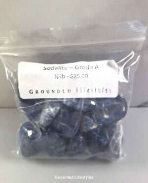 Sodalite half pound tumbled stones in deep blue with white calcite veins