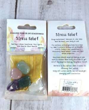 Stress relief healing stone set with amethyst green aventurine moss agate rose quartz and clear quartz