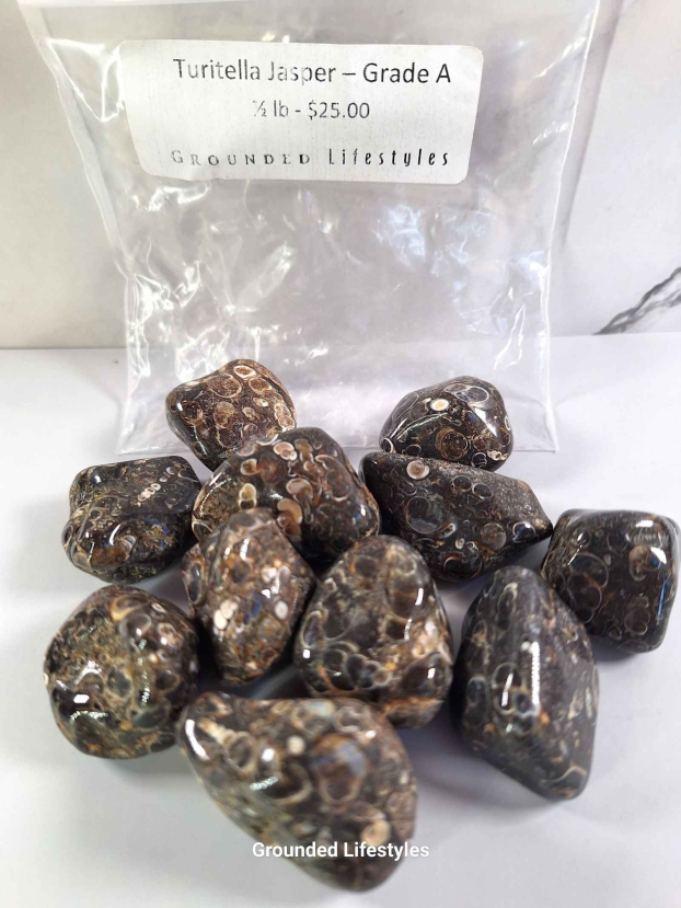 Turritella Jasper Half Pound Tumbled Stone - Image 2