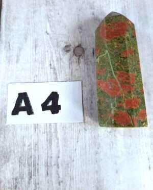 Unakite jasper point with green and pink mottling