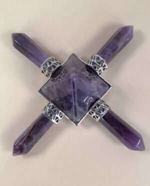 Amethyst 4-point generator natural quartz for meditation energy work and crystal grids