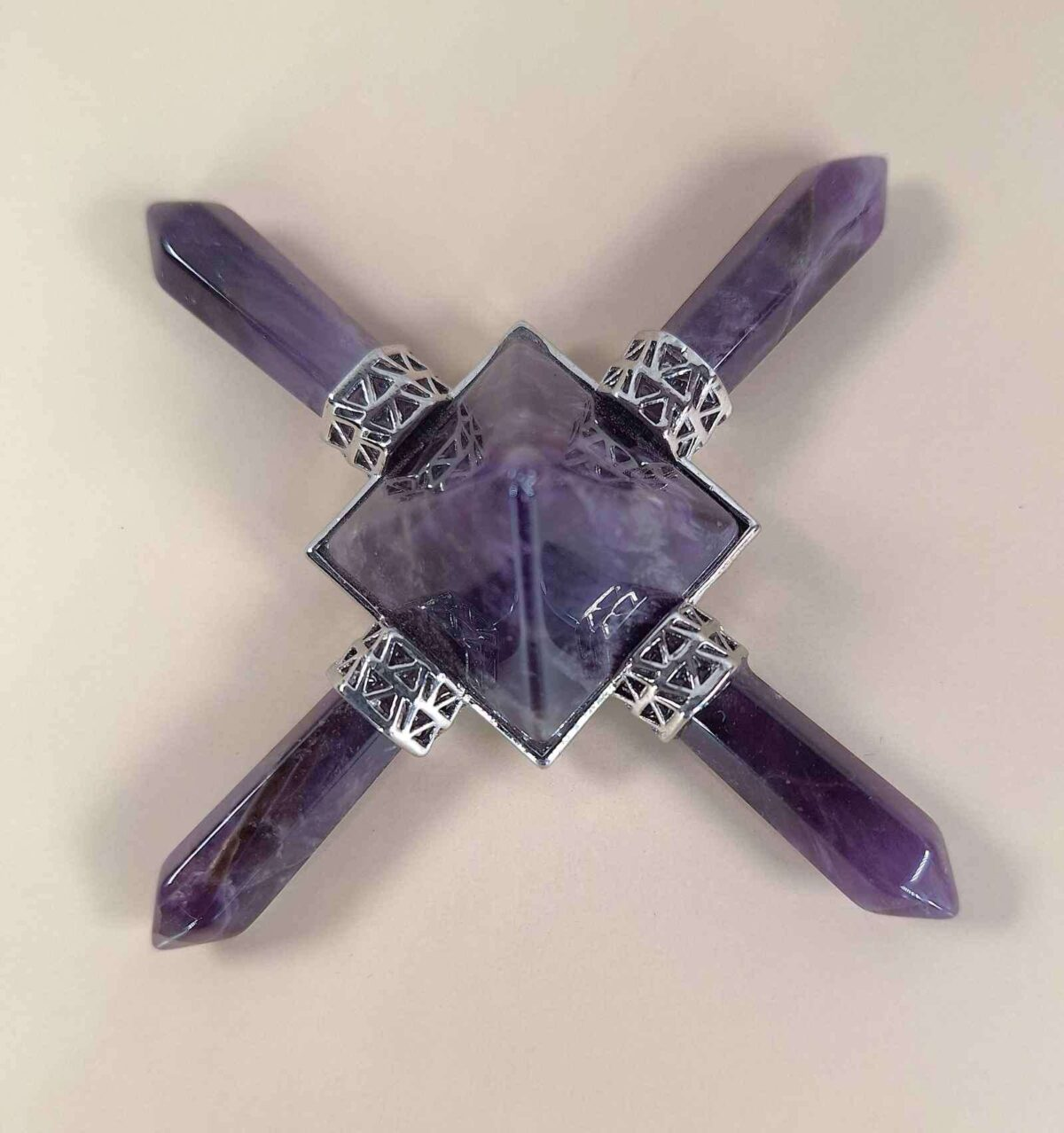 Amethyst 4-point generator natural quartz for meditation energy work and crystal grids