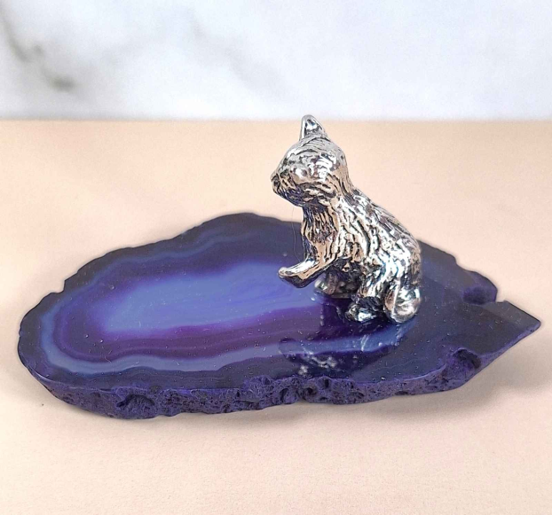 Pewter Cat on Agate - Image 3