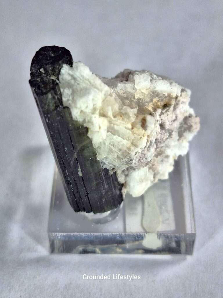 Green Tourmaline Crystals on Albite Matrix Specimen from Brazil