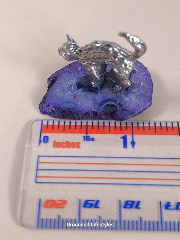 Pewter Cat on Purple Agate Slice - Image 4