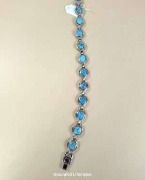 Stainless steel magnetic bracelet with turqueniite inlay