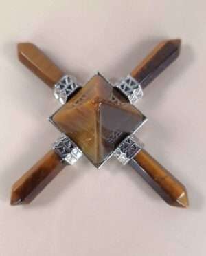 Tiger Eye 4-direction generator natural quartz for energy work and spiritual practices