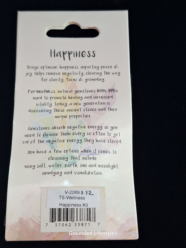 Crystal healing set for happiness and positivity with five colorful tumbled stones