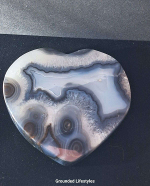 3 inch A grade natural agate heart showing polished banded layers