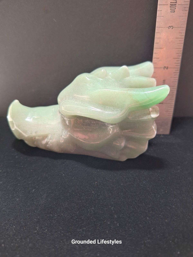 hand-carved green aventurine dragon sculpture 4 inch