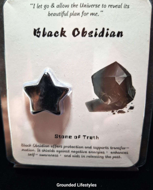 black obsidian star stone of truth polished crystal