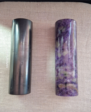 Charoite and Shungite harmonizer set 4 inches long from Russia.