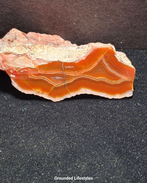 Argentine Condor Agate polished nodule with translucent fortification patterns.