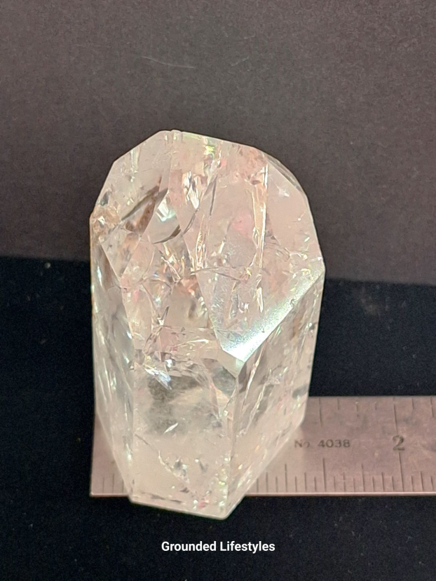 Grounded Lifestyles crackle quartz crystal point used for décor or energy work