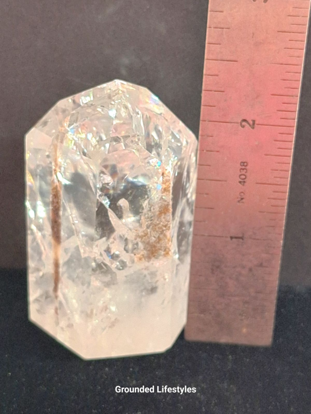Grounded Lifestyles crackle quartz crystal point used for décor or energy work